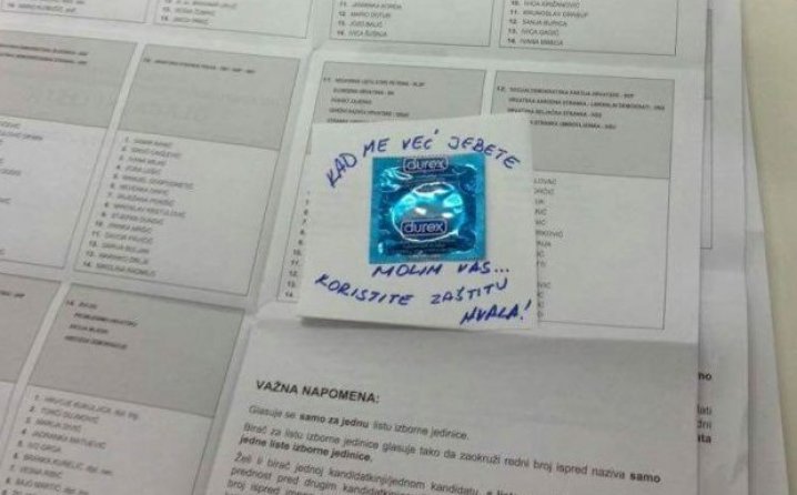 Гласачко ливче во Хрватска, Кога веќе ме еб..е , ставете заштита!