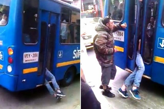 Крадец не успеал да побегне од автобус (видео)
