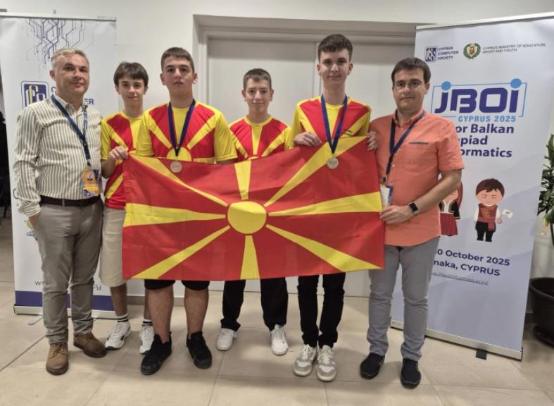 Еден сребрен и еден бронзен медал за македонските јуниори информатичари на Јуниорската балканска олимпијада по информатика во Ларнака