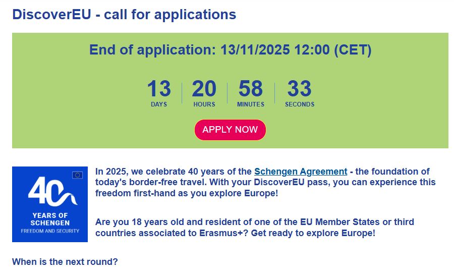 ЕУ објави конкурс за доделување 40.000 бесплатни билети на 18-годишници за патување ниа Европа