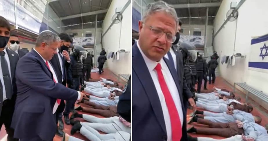 Израелски министер поминува покрај врзани палестински затвореници: Треба да се ликвидираат (ВИДЕО)