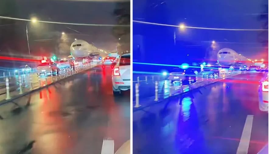 Неверојатна снимка од улиците на Букурешт- автомобилите застанаа за да пропуштат авион! (ВИДЕО)