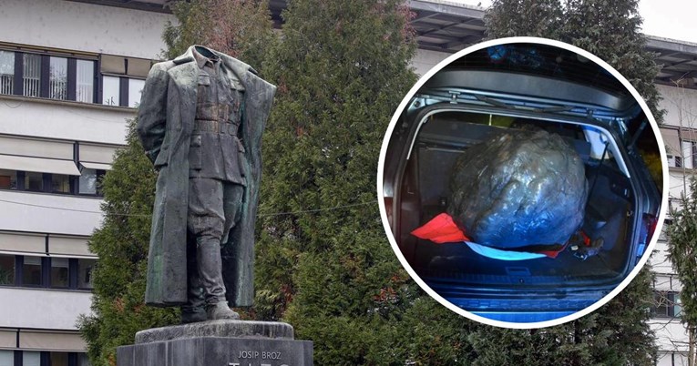 Фото: Обезглавена 6-метарска статуа на Тито во Словенија, главата пронајдена во автомобилски багажник
