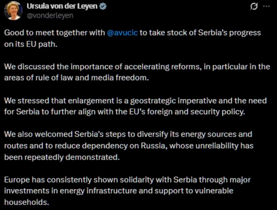 Фон дер Лајен и Кошта по средбата со Вучиќ: Сакаме да видиме демократска Србија во ЕУ