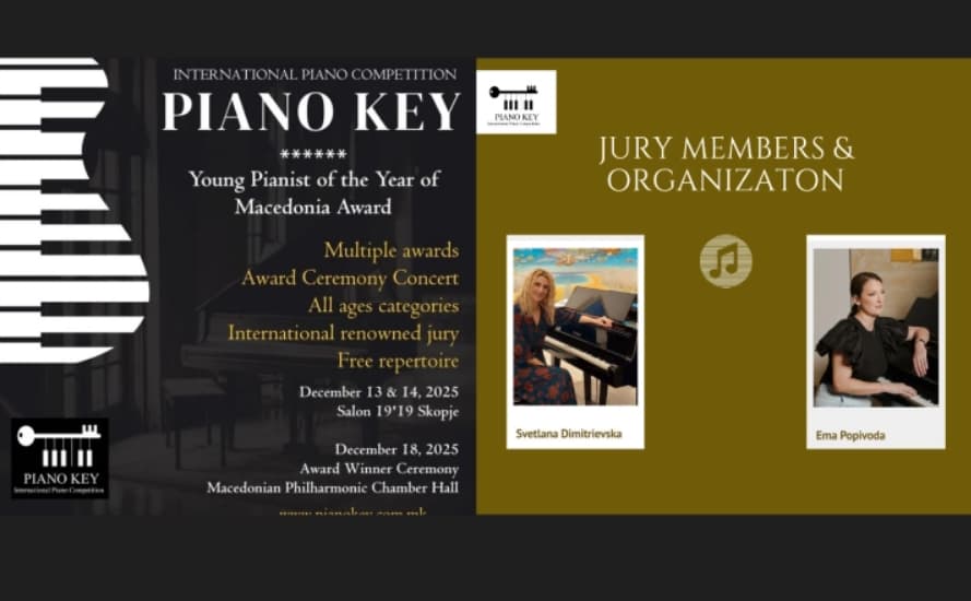 Млади пијанисти од 11 држави ќе се натпреваруваат на меѓународниот натпревар „Пијано клавиш“ во Скопје