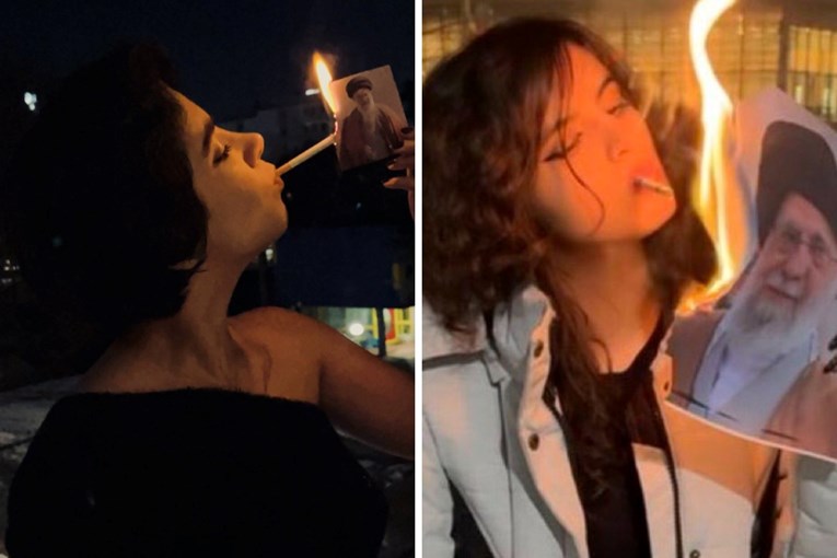 Протести во Иран: Девојки без хиџаб палат цигари од сликите на ајатолахот (ВИДЕО)