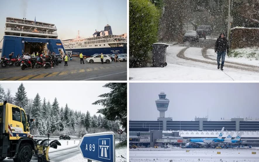 Снежно невреме направи хаос низ Европа: Откажани летови, возови и траекти