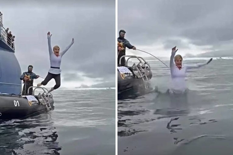 Колинда Грабар-Китаровиќ скокна во леденото море на Антарктикот (ВИДЕО)