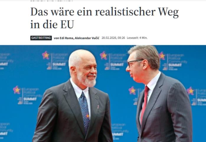 Вучиќ и Рама за германски весник: Не инсистираме на членство во ЕУ, туку на влез во единствениот европски пазар и Шенген зоната