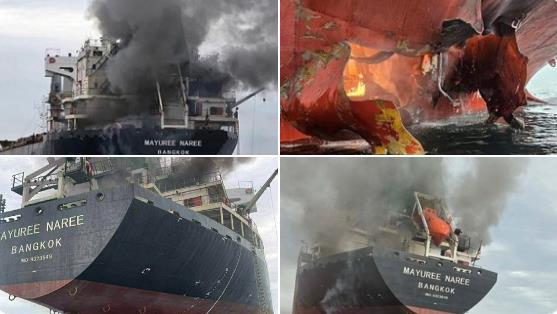 Фото: Три брода се погодени со проектили во Ормутскиот теснец