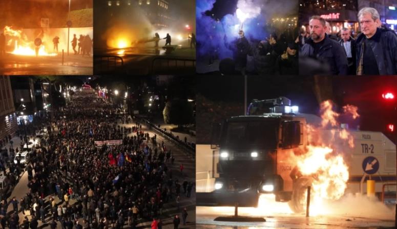 Во протестот во Тирана повредени шест полицајци, приведени 14 лица
