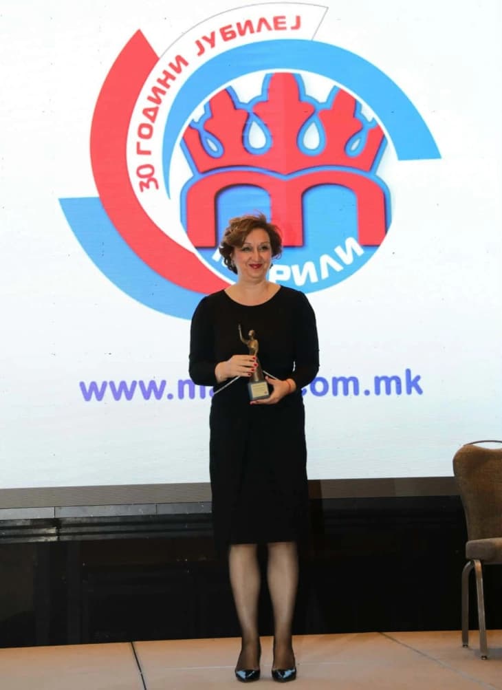 Д-р Јелисавета Георгиева-Јовевска, потпретседателка на Стопанската комора и советничка за економски развој и инфраструктура во Кабинетот на претседателот на Комората е една од наградените жени менаџери
