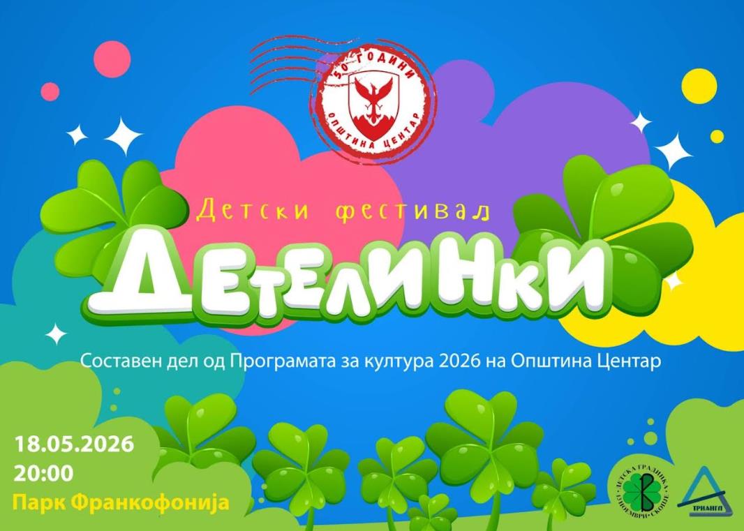 Герасимовски: Центар вечерва пее со најмладите на „Детелинки“ , фестивал на оригинални песни и детски таленти