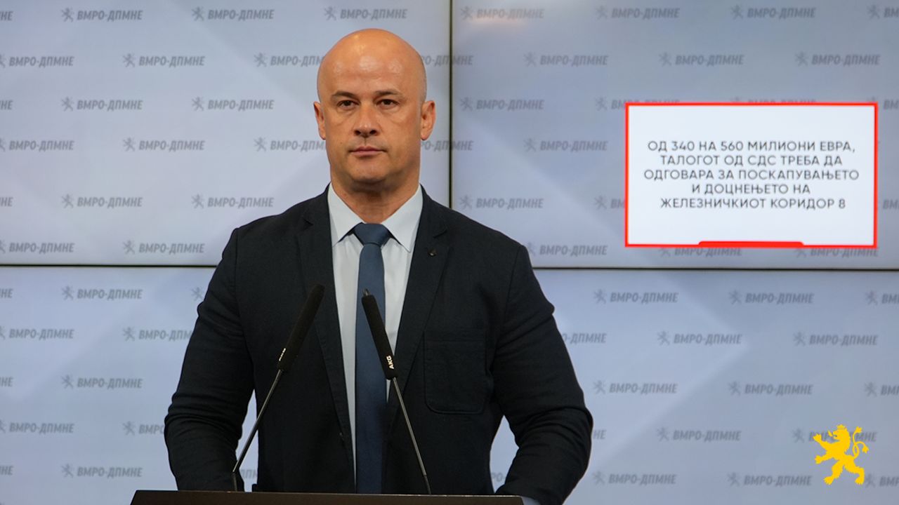 Велјановски: Од 340 на 560 милиони евра, талогот од СДС треба да одговара за поскапувањето и доцнењето на железничкиот Коридор 8