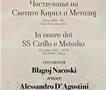 Манифестација „Денот на свети Кирил",во Рим концерт на тенорот Благој Нацоски