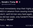 Трамп: Доколку Иран не ги запре своите сојузници во Либан, ќе удриме многу силно