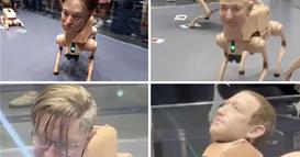 Роботи со глави на Маск, Закерберг и Безос и тело како кучиња се растрчаа низ Мајами (ВИДЕО)