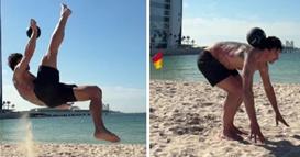 Златан Ибрахимовиќ на плажа во Дубаи покажа што знае да прави со топката (ВИДЕО)