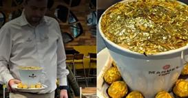 Видео: Најголемото „капучино“ со прехранбено злато се служи со 10 слатки топчиња