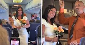 Необична свадба: Тина и Роџер кажаа „да“ во авион пред 138 патници (ВИДЕО)