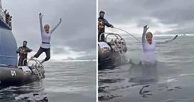 Колинда Грабар-Китаровиќ скокна во леденото море на Антарктикот (ВИДЕО)