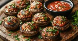 Полнети печурки со домат и моцарела