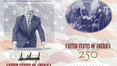 Трамп го претстави новиот „патриотски пасош“ со неговиот лик