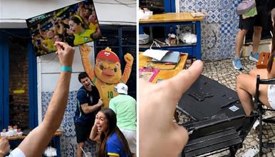 Навивачите предизвикаа огромна штета во кафуле за неколку секунди откако Бразил ја победи Јапонија