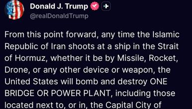 Трамп: Од сега за ирански напад на секој брод, уништуваме по еден мост или електрана 