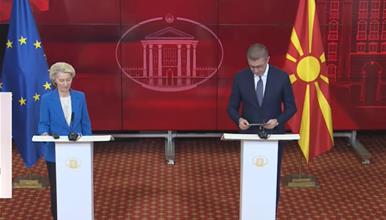  Прес-конференција на претседателката на ЕK, Урсула фон дер Лајен и премиерот Христијан Мицкоски 