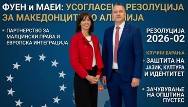 ФУЕН бара поддршка од МАЕИ за спроведување на Резолуцијата за македонското национално малцинство во Албанија