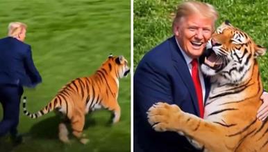  Скандалозна објава на американскиот претседател: Трамп објави чудно ВИ видео со тигар