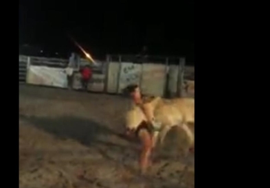 Видео: Жена во арена со бик!!