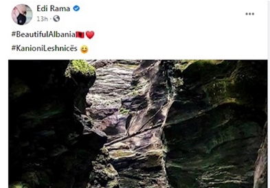 Повлечена фотографијата со водопадот во Лешница на фан пејџ страната на албанскиот премиер