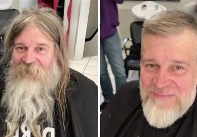 Бербер бесплатно средил бездомник, никој не го препознава (ВИДЕО)