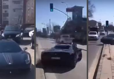 Турчин излегол од автоперална и го здробил скапото Ферари (ВИДЕО)