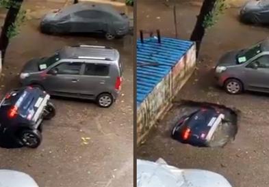 Се отвори земјата и пропадна автомобил во најмалата дупка досега (ВИДЕО)