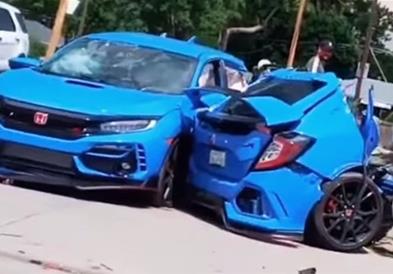 Видео: Спортска Хонда Цивик се преполови во сообраќајна несреќа