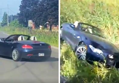 Возач на БМВ сакал да се прави важен, па завршил во ендек (ВИДЕО)