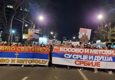 Протест на десницата во Белград против европскиот план за Косово