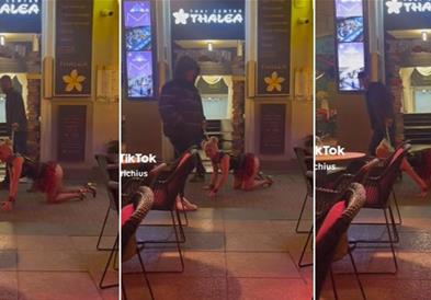 Бизарна глетка на улица во Загреб: Маж води девојка на поводник, таа лае (ВИДЕО)