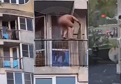 Бега од љубоморен маж преку балкон на петти кат, но потоа го стигнаа лутите соседи (ВИДЕО)