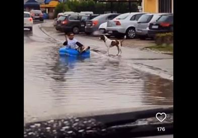 Видео: Во Белград на улица се вози со чамец