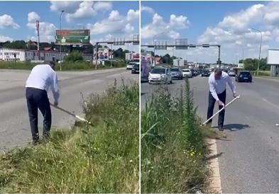 Додик коси трева покрај автопат во Бања Лука: Ова ми е последен пат (ВИДЕО)
