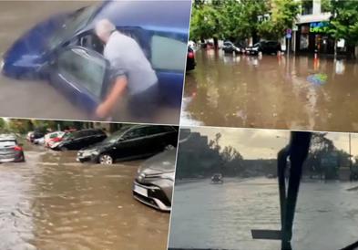 Силно невреме во Нови Сад: Автомобилите целосно под вода (ВИДЕО)