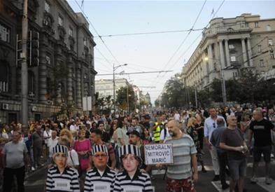 Деветнаесети протест „Србија против насилството“ со блокада и прошетка до ТВ Пинк