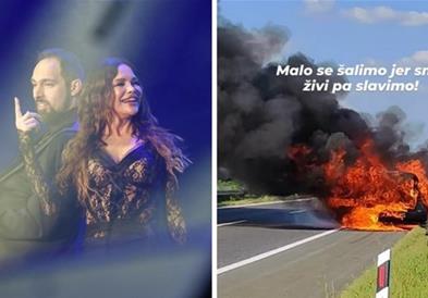 Видео: Автомобилот на гитаристот на Северина се запалил додека возел