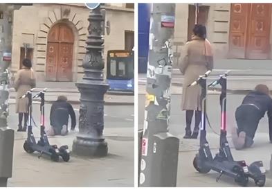 Жена прошета по улиците на Минхен со маж на поводник (ВИДЕО)