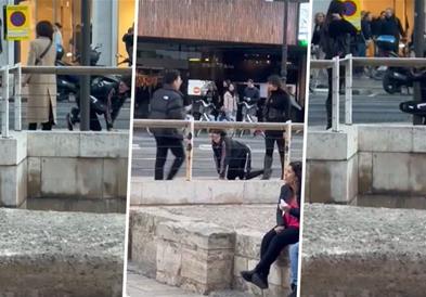 Шок сцена во Валенсија: Девојка шета момче на поводник, се однесува како разгалено куче (ВИДЕО)