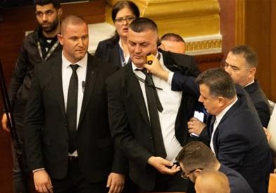 Албанија: Нока физички нападна припадник на обезбедување во парламентот (Видео)